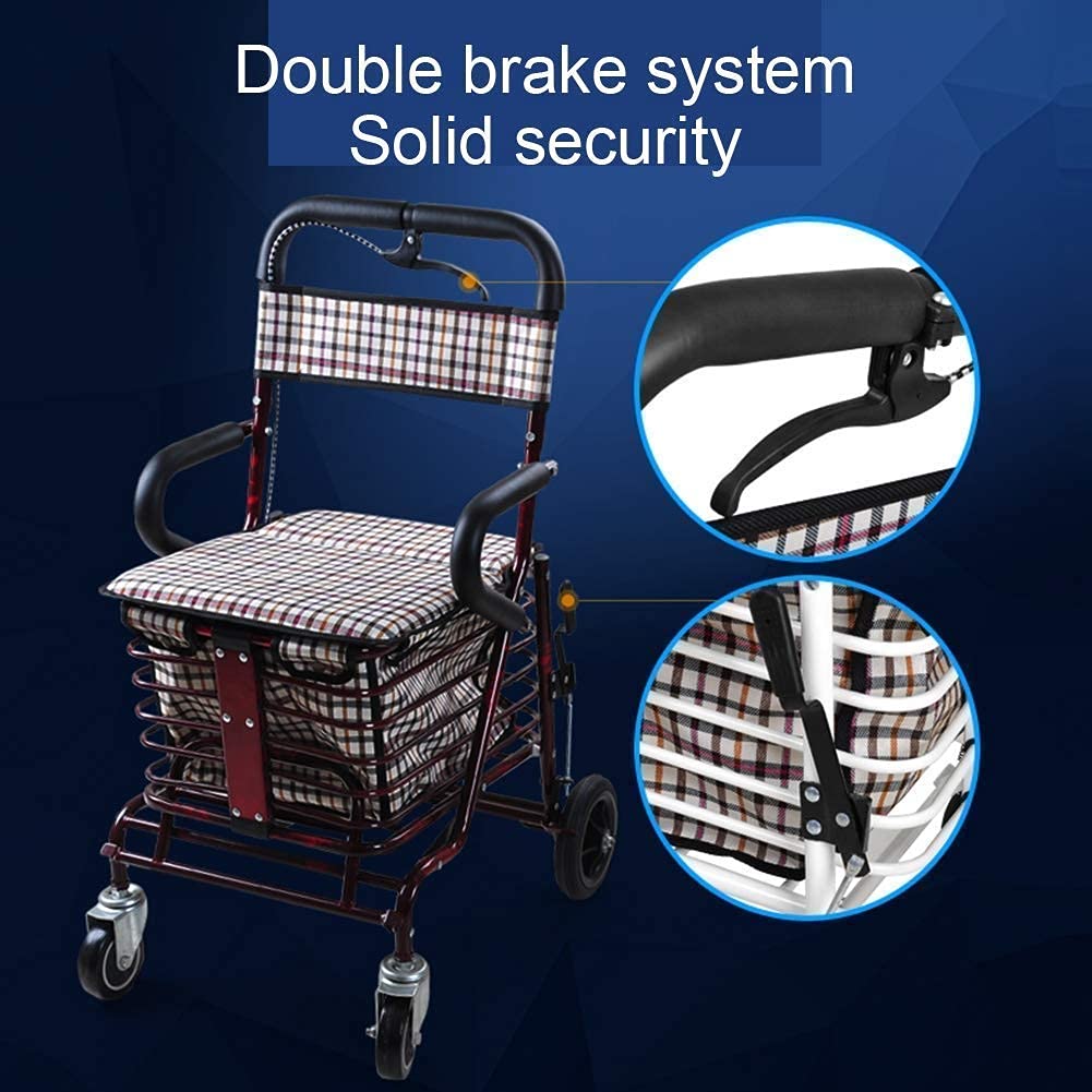 Folding Four Wheel Rollator Walker with Padded Seat Lockable Brakes X58068