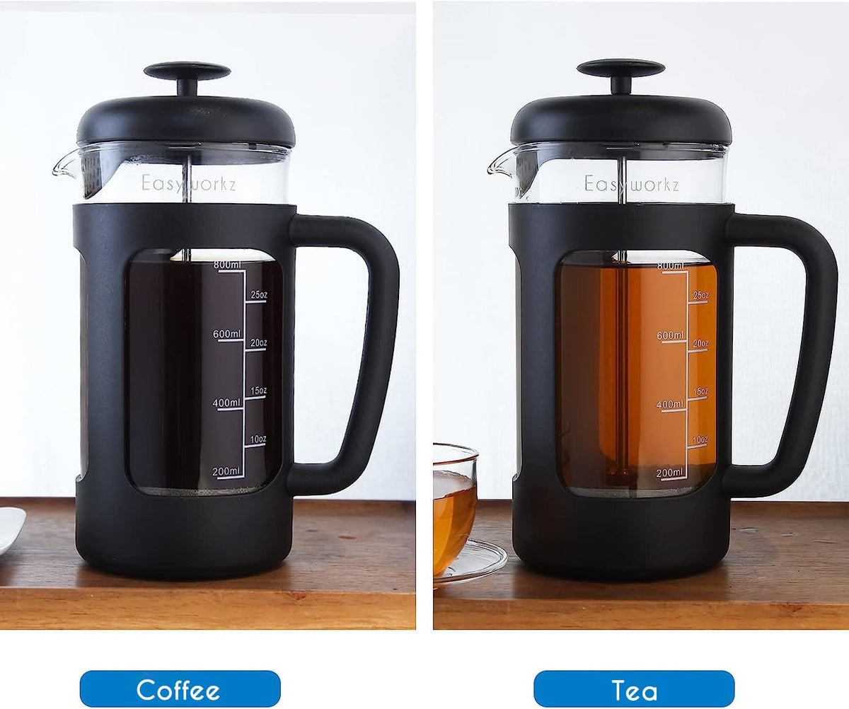 French Press and Gooseneck Pour Over Coffee Kettle 34 oz 12 oz Stainless Steel Silver S57583