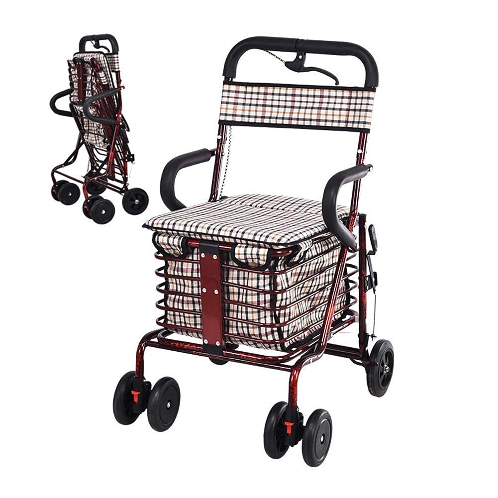 Folding Four Wheel Rollator Walker with Padded Seat Lockable Brakes X58068