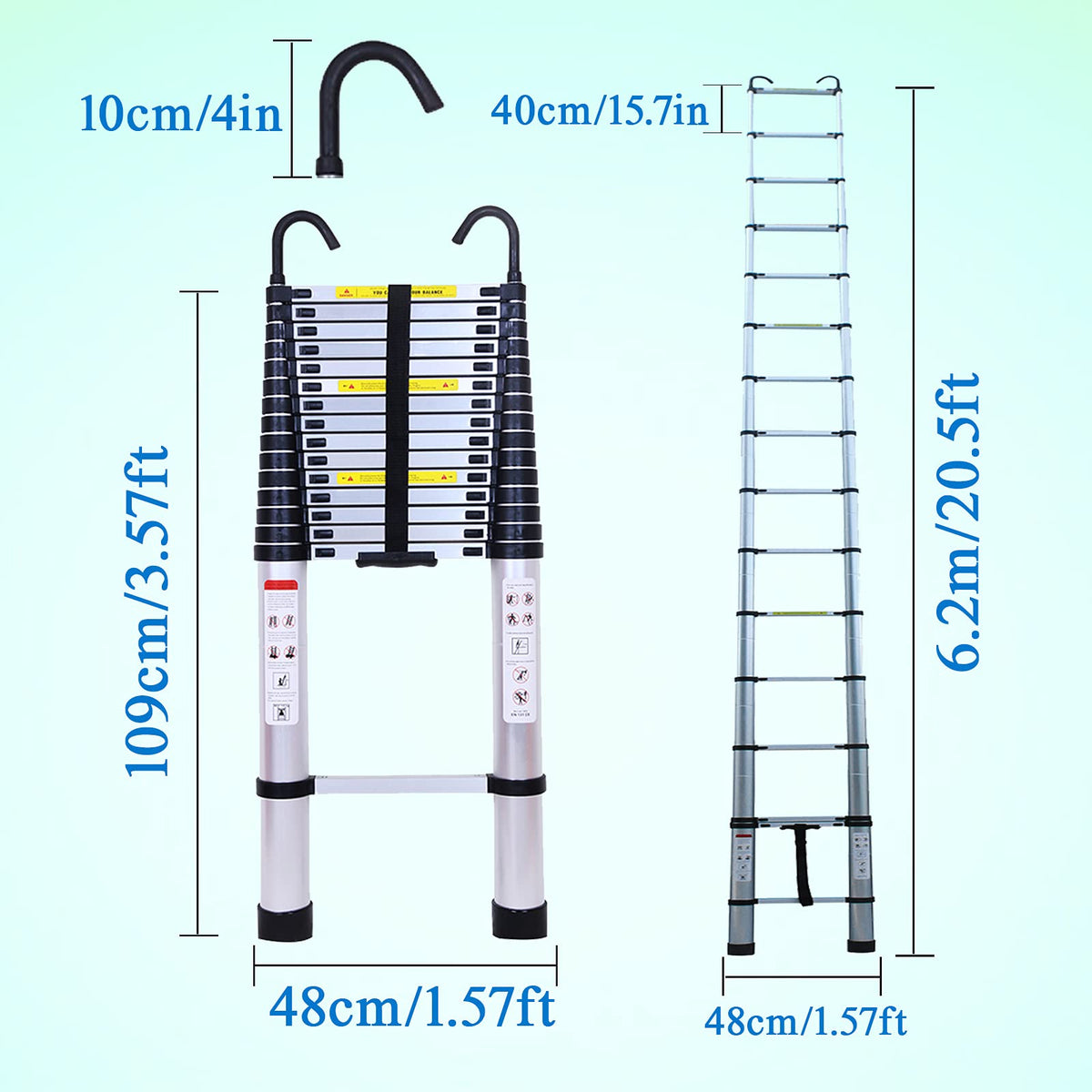 Collapsible Telescoping Ladder 20.5FT Aluminum Lightweight 330LB Capacity V7266