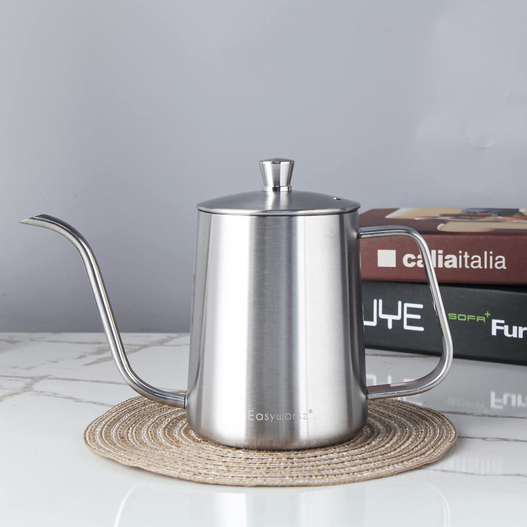 French Press and Gooseneck Pour Over Coffee Kettle 34 oz 12 oz Stainless Steel Silver S57583