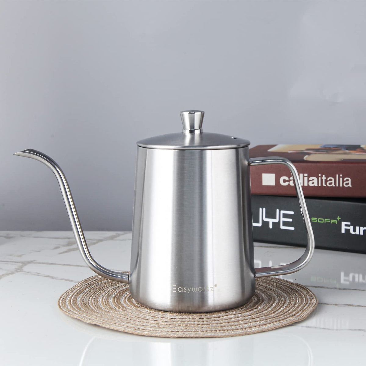 French Press and Gooseneck Pour Over Coffee Kettle 34 oz 12 oz Stainless Steel Silver S57583