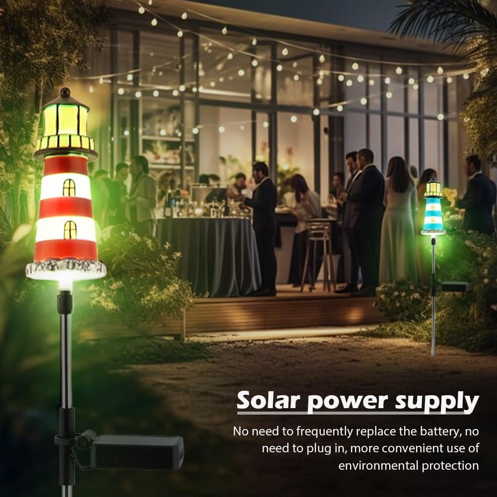 Solar Lighthouse, 2 PCS, 7 Colors Changing Y464