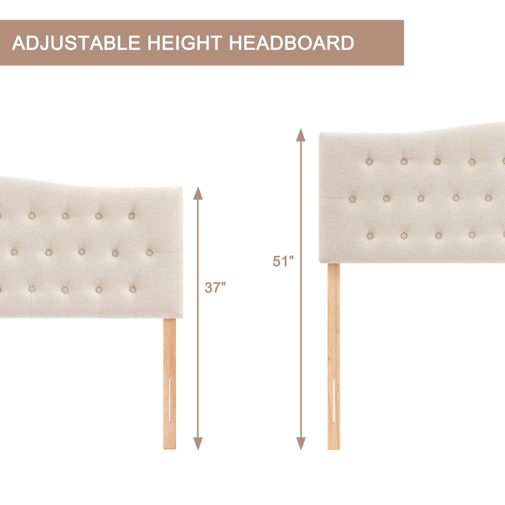 Beige Queen Size Tufted Headboard K883262