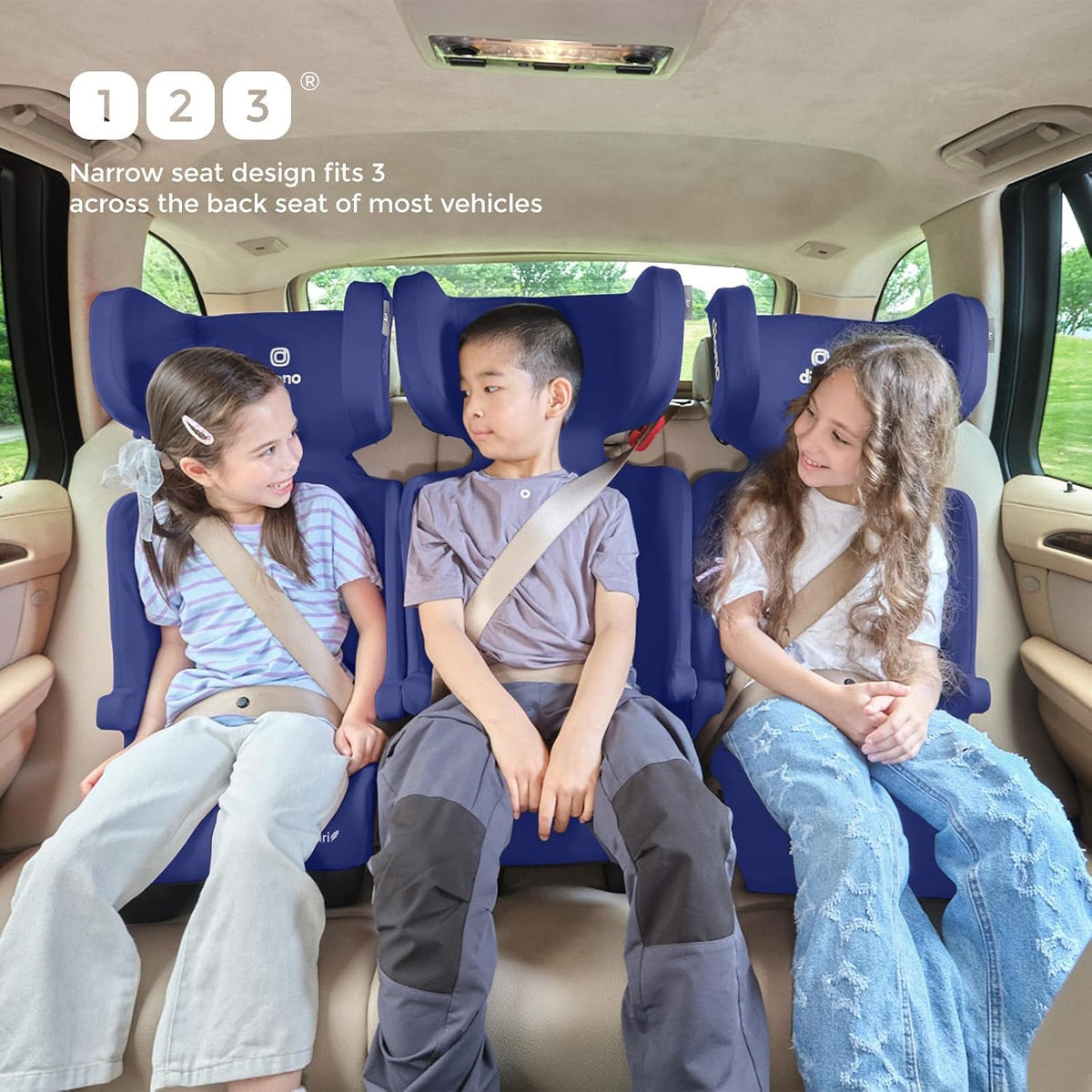 Blue Foldable High Back Booster Seat W3447