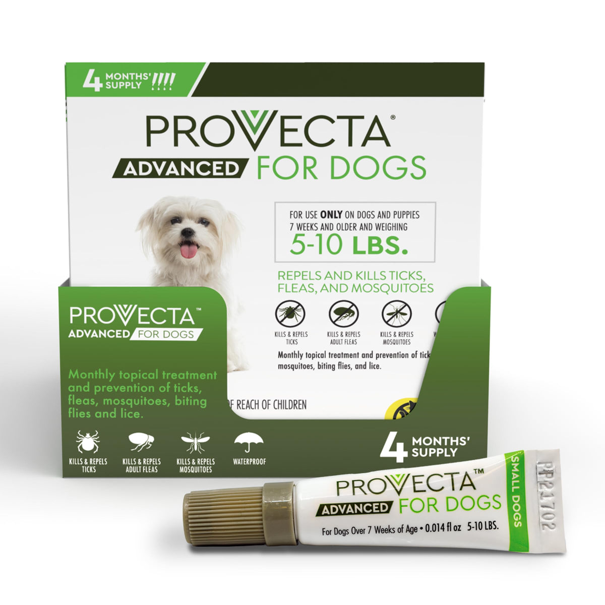 Flea & Tick for Small Dogs 5-10 lbs, 4-Month Supply T195