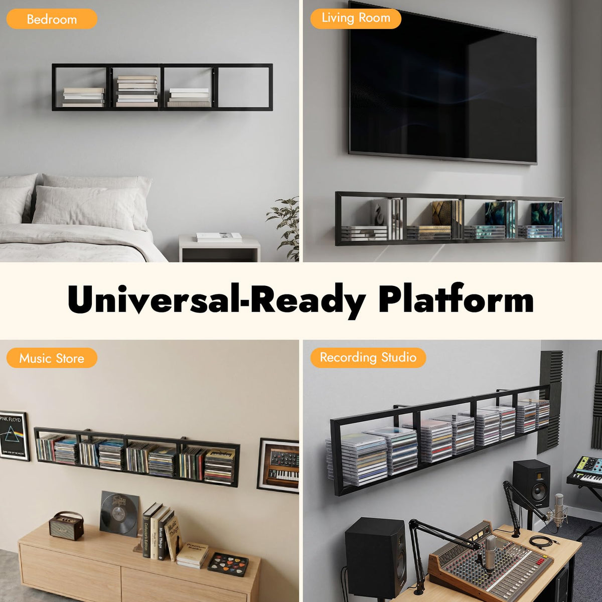 5Pcs Wall Mount Media Storage Rack I3906