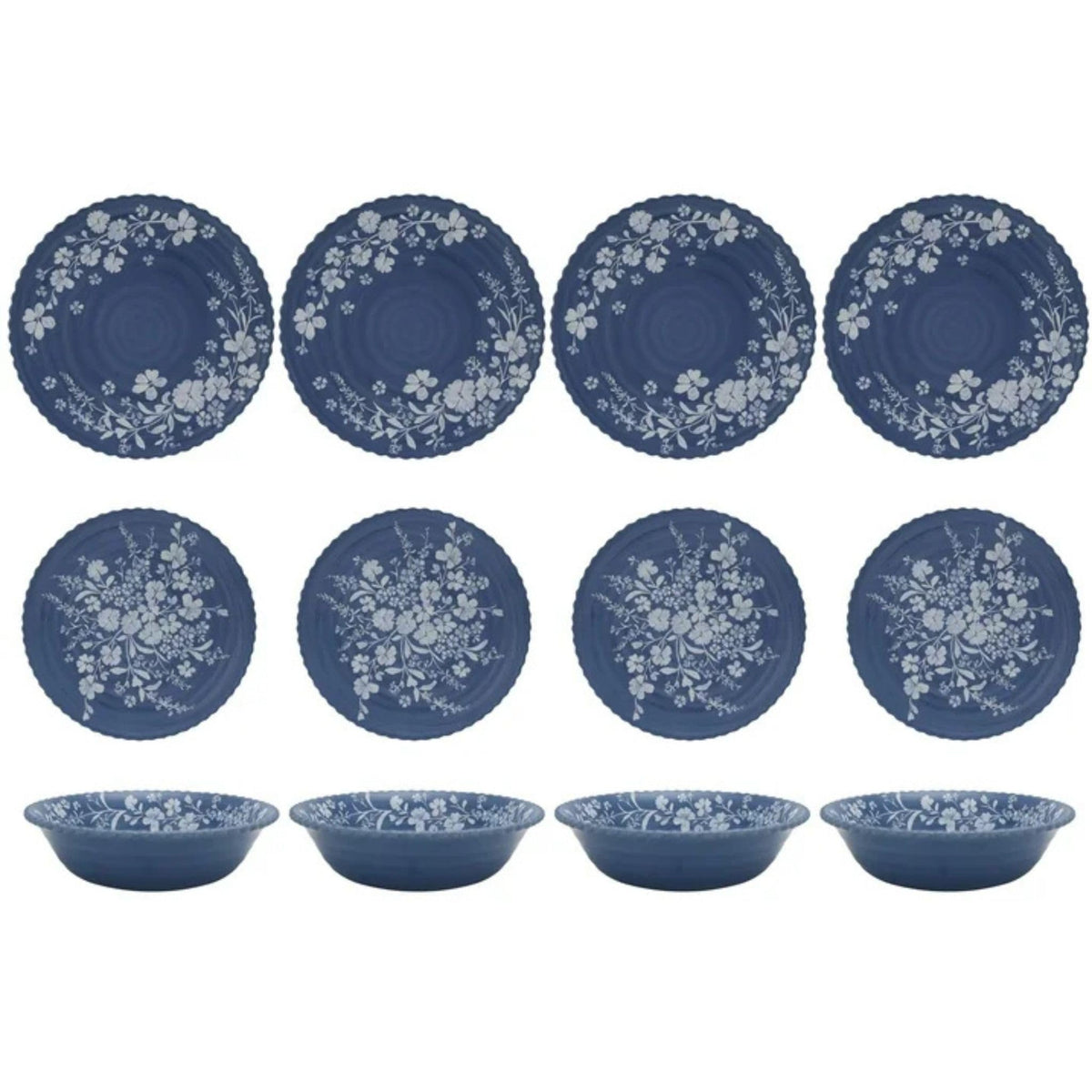 12-Piece Bamboo Melamine Dinnerware Set, Service for 4, Blue O3785