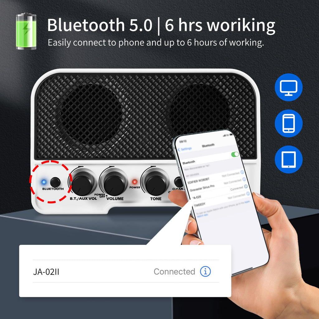 5W Portable Electric Guitar Practice Amplifier with Bluetooth T8558