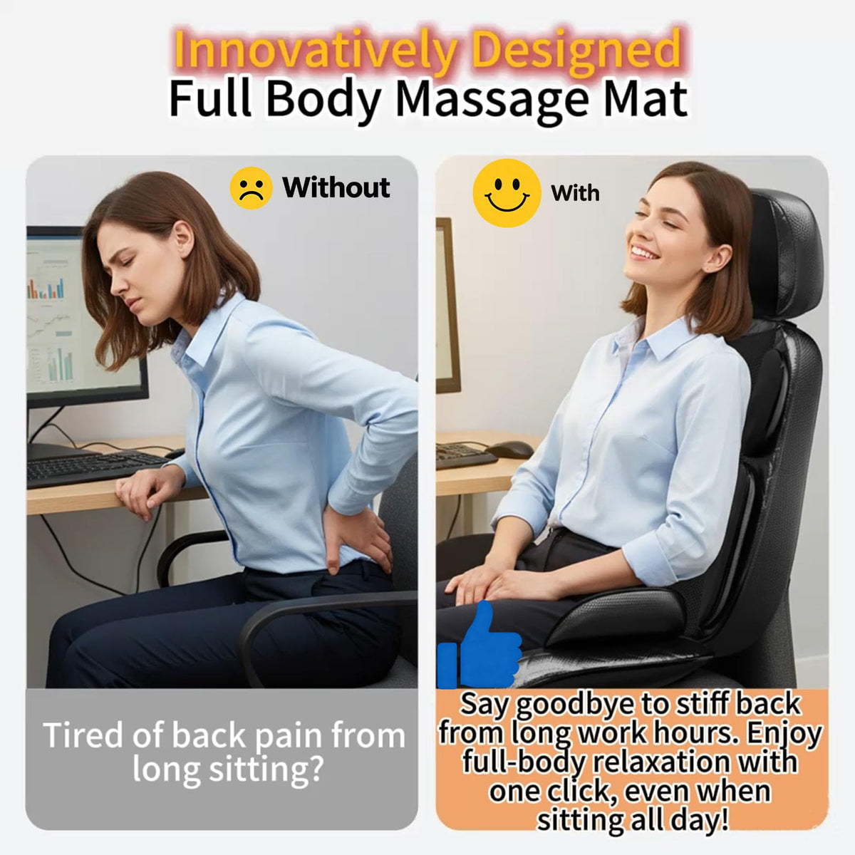 16D Electric Shiatsu Full Body Massage Mat with Foot Massager R58057