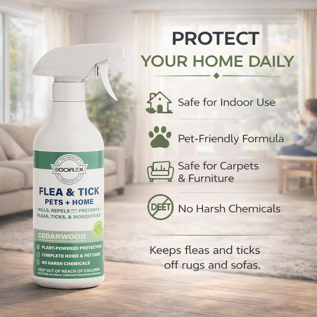 Plant-Based Flea Spray with Cedarwood Scent 16 Oz Z3589