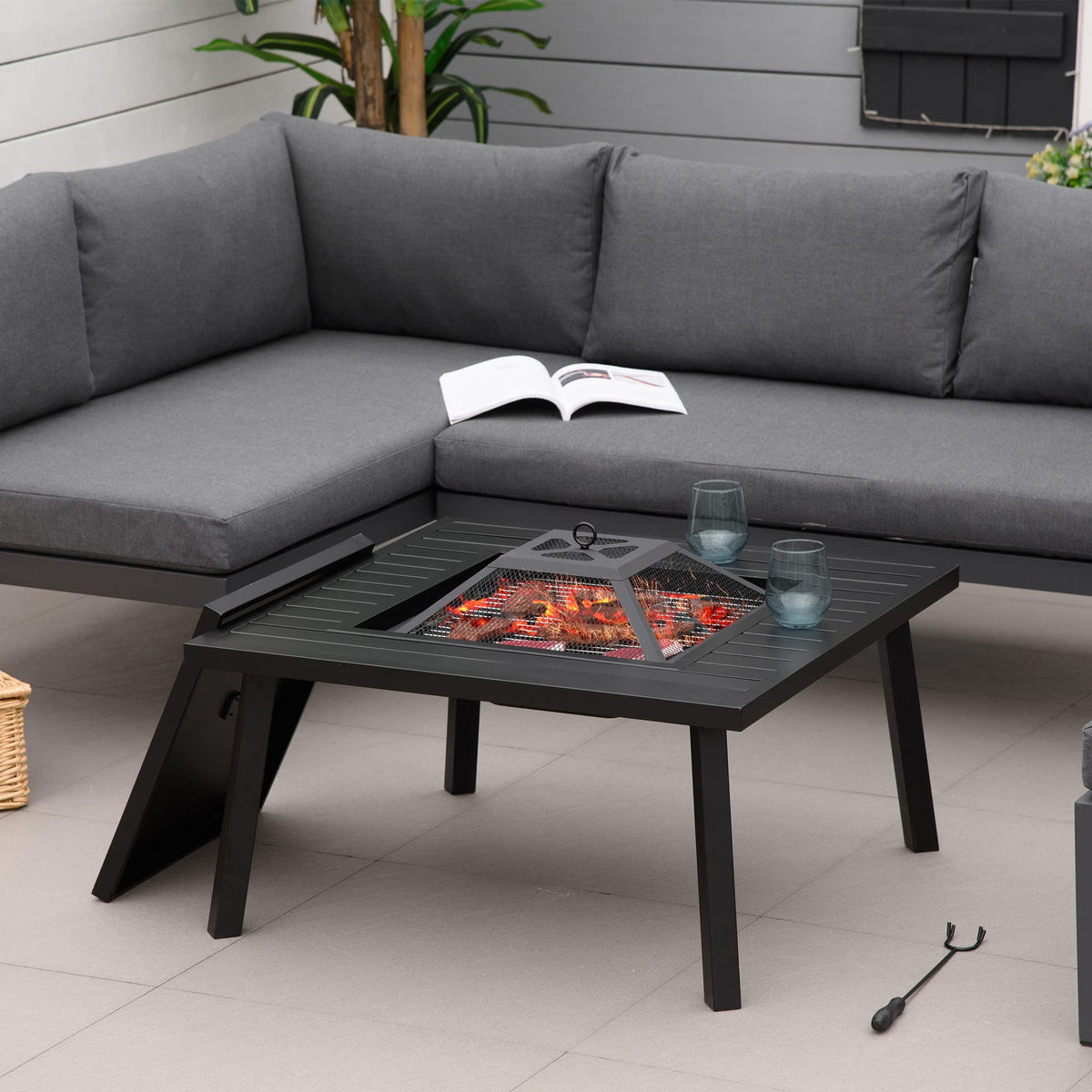 34-Inch Wood Burning Fire Pit with Grill U855