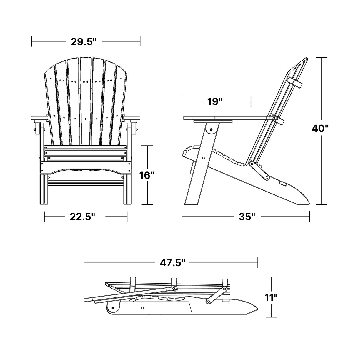 Aruba Blue Folding Adirondack Chair D8654