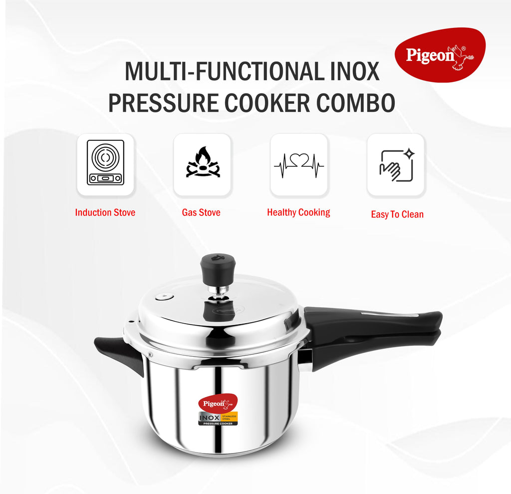 Stainless Steel Pressure Cooker Combo with Induction Base, Outer Lid 2 Liter and 3 Liter Z940