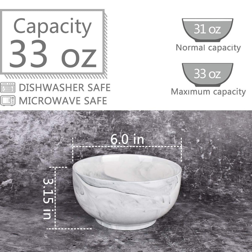 Ceramic Bowl Set of 4, 33 Oz, Dishwasher and Microwave Safe N40189