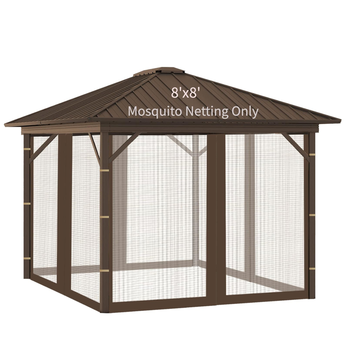 Replacement Gazebo Mosquito Netting 8x8x7 FT Brown E788