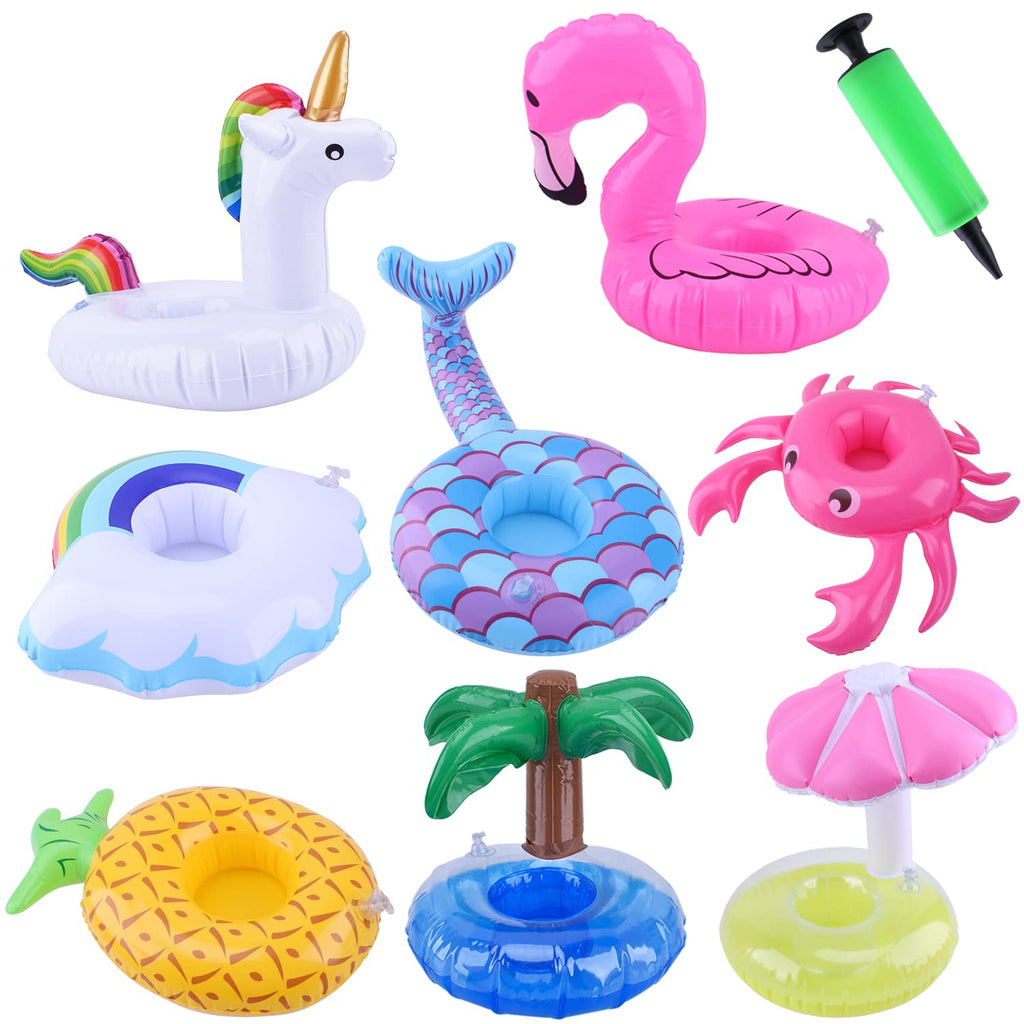 8 Pack Inflatable Drink Holders with Air Pump H474