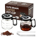 2 Pack 16oz Clear Glass Coffee Mug with Lid and Straw Q914