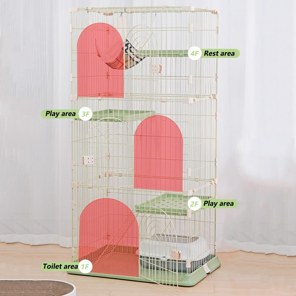 3/4-Tier Wire Cat Cage Playpen Kennel with Hammock G4151