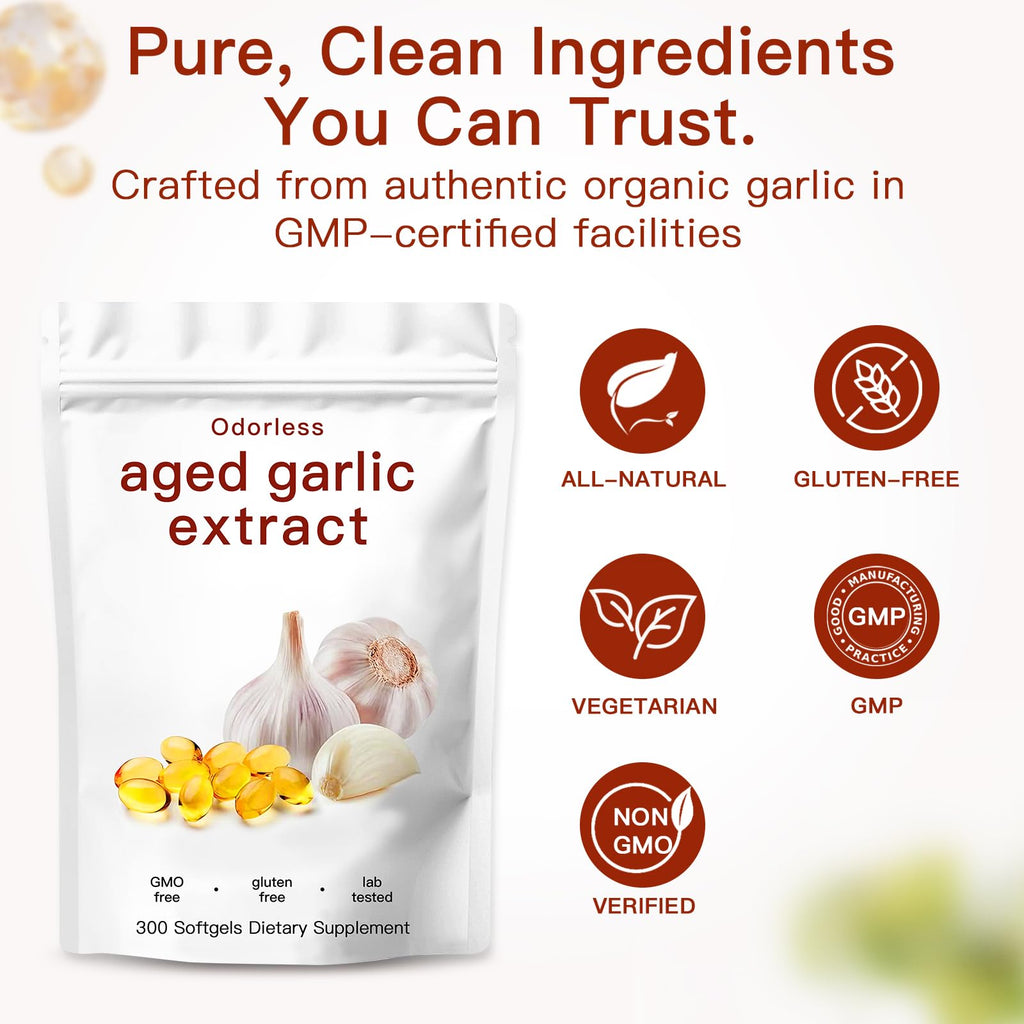 Odorless Organic Garlic Capsules 300 Count Y9019