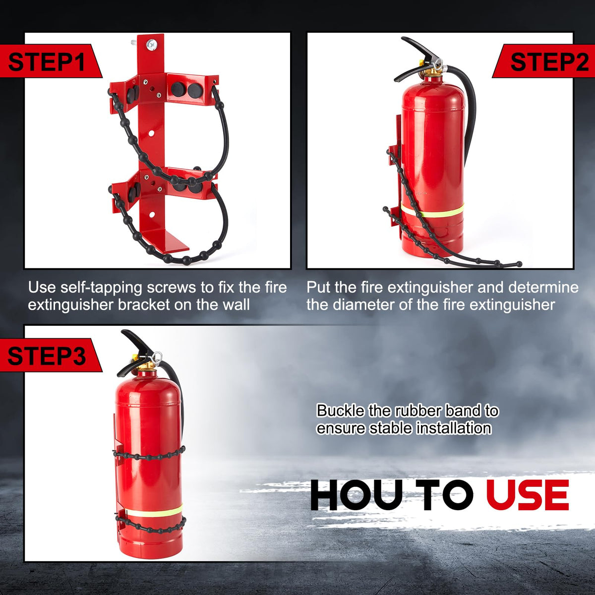 4 Pcs Fire Extinguisher Bracket, 2.5 Lb and 5 Lb, Red O644233