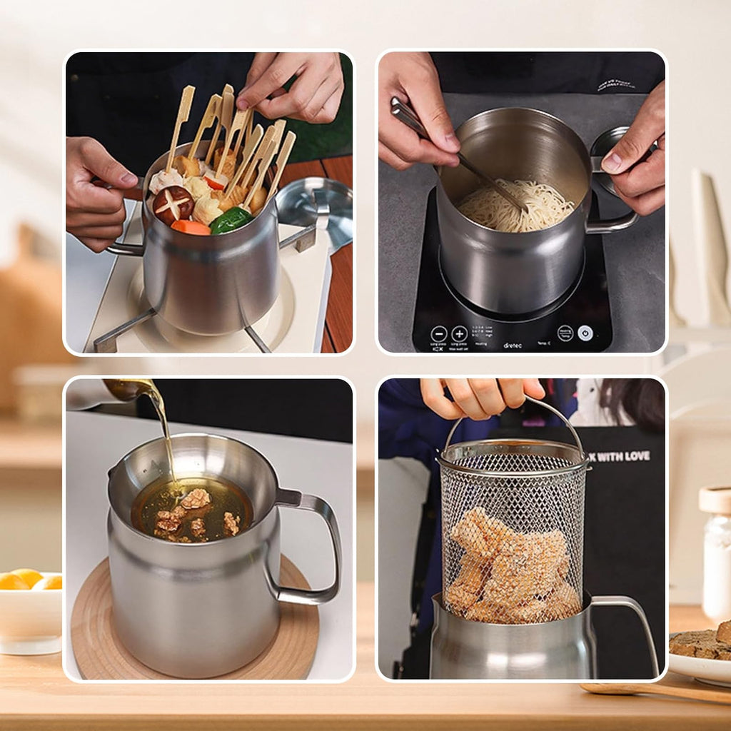 68oz 304 Stainless Steel Deep Fryer Pot with Basket C951105