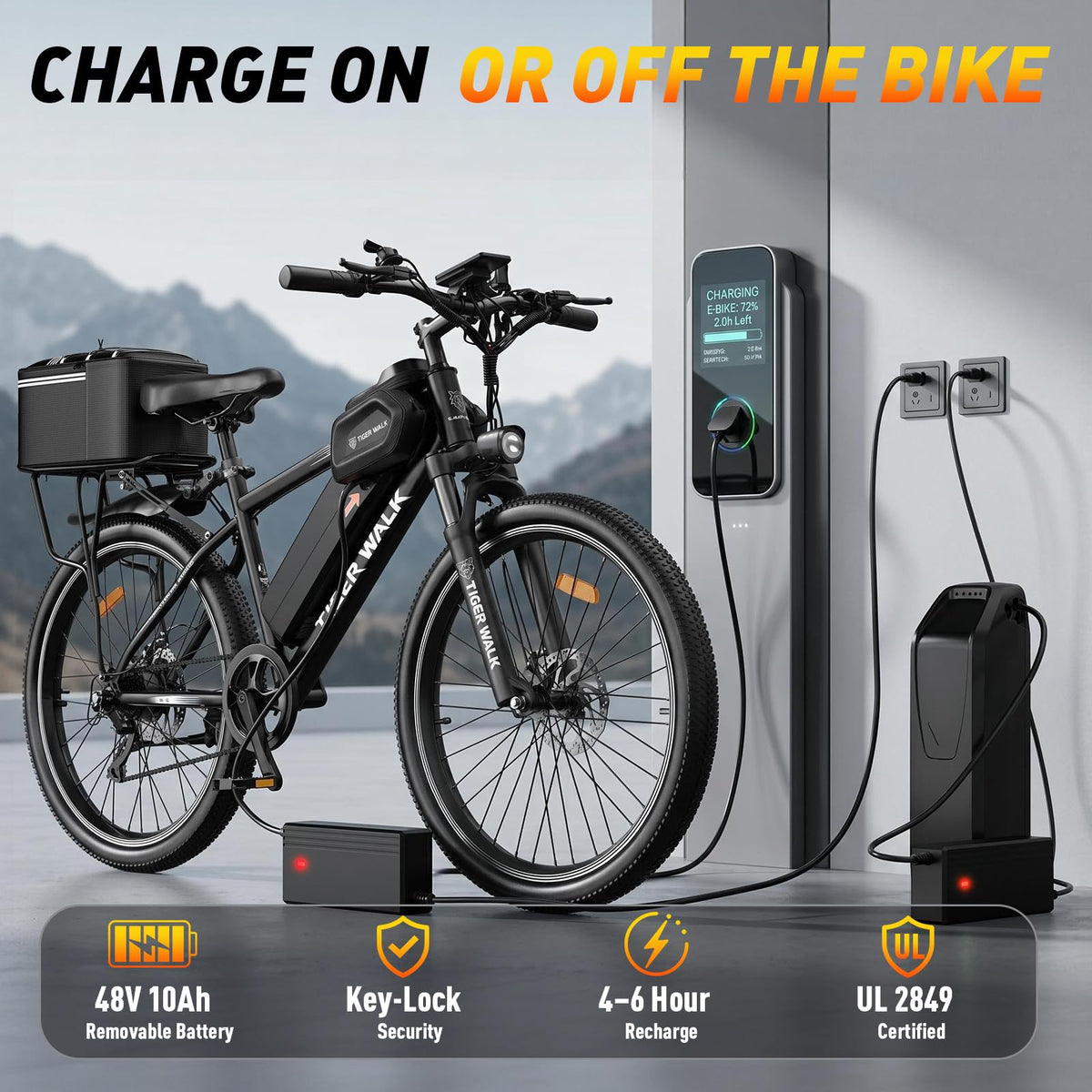 26" All-Terrain Electric Bike, 48V 10Ah Removable Battery, 7-Speed O26451