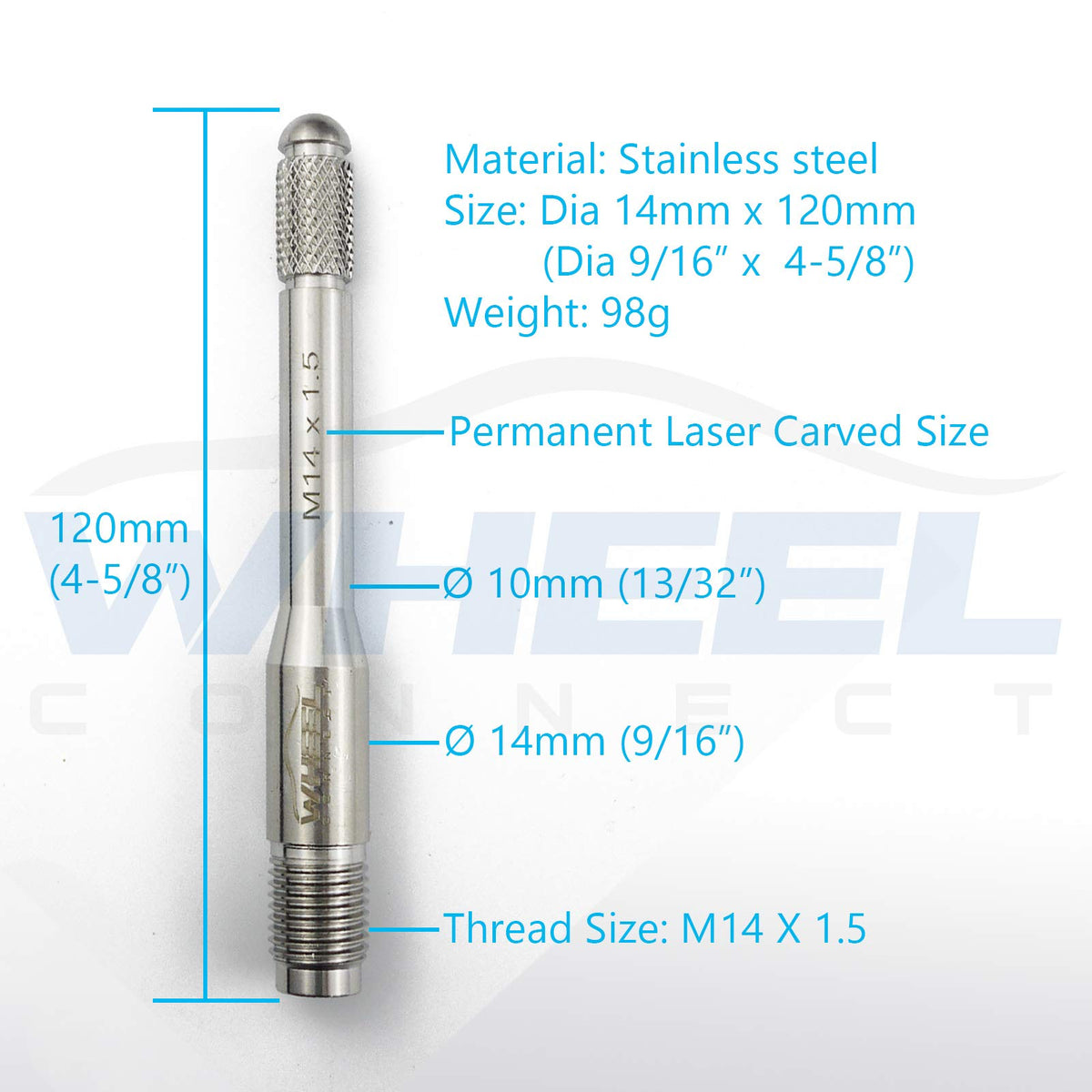 Stainless Steel Wheel Alignment Pin Set of 5 Sizes Z42220