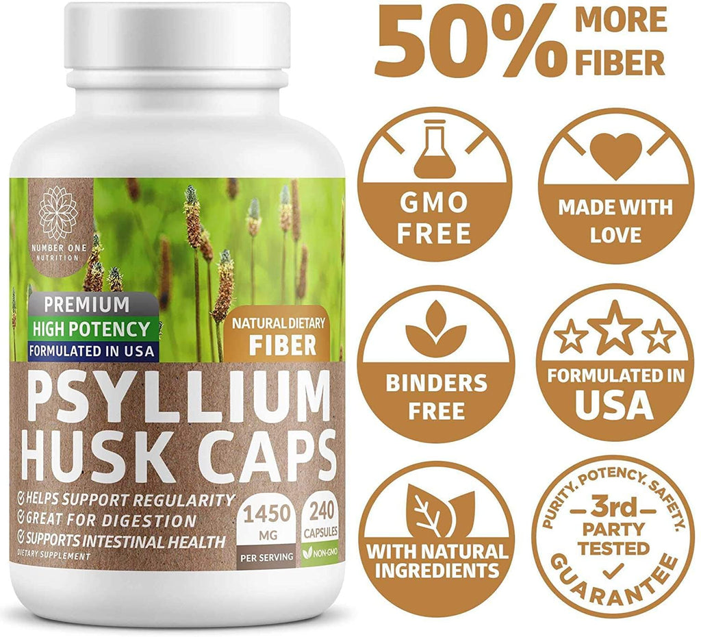 Psyllium Husk Capsules 1450mg 240 Caps R4865