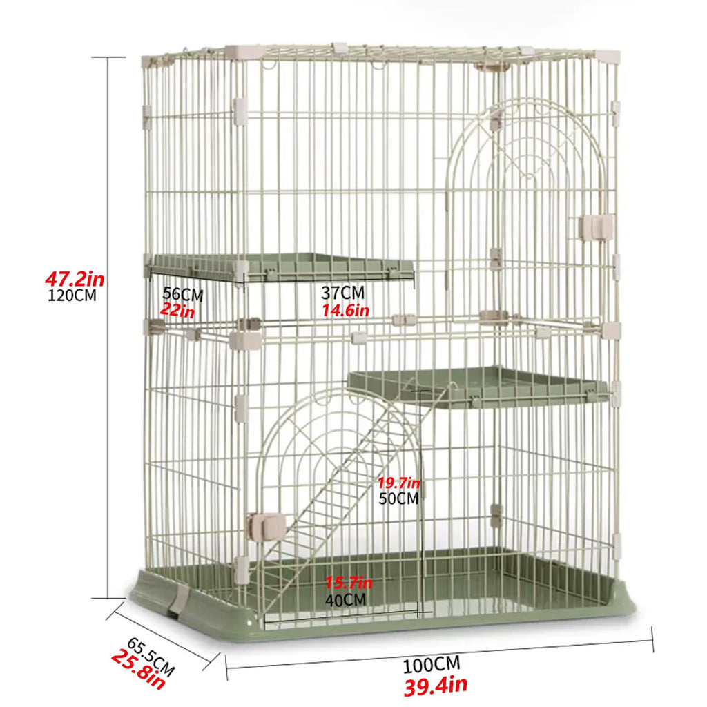 3/4-Tier Wire Cat Cage Playpen Kennel with Hammock G4151