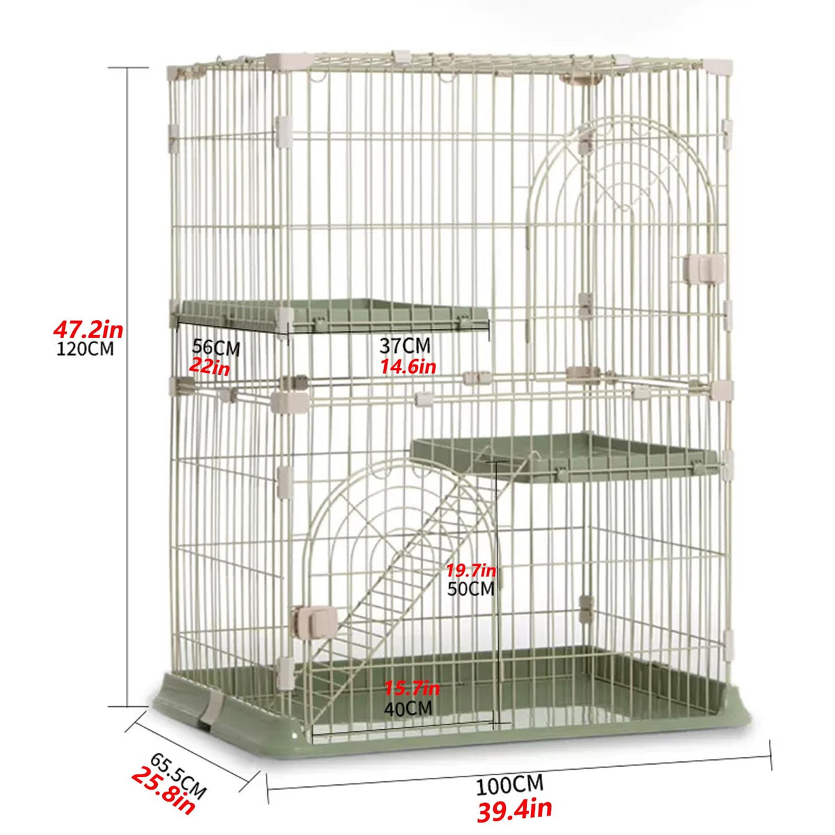 3/4-Tier Wire Cat Cage Playpen Kennel with Hammock G4151