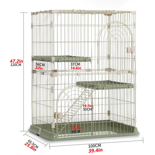 3/4-Tier Wire Cat Cage Playpen Kennel with Hammock G4151