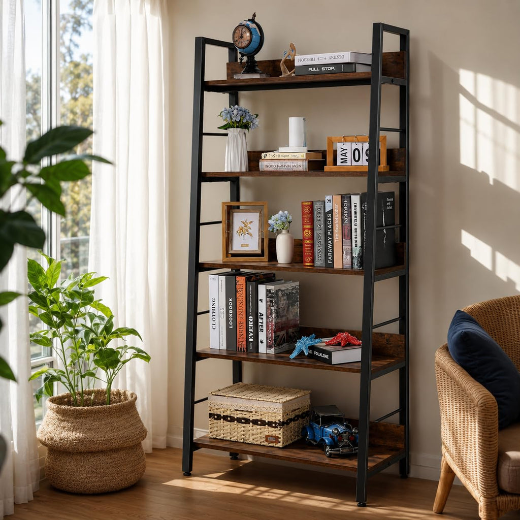 5 Tier Wood Metal Ladder Shelf Bookcase B10469