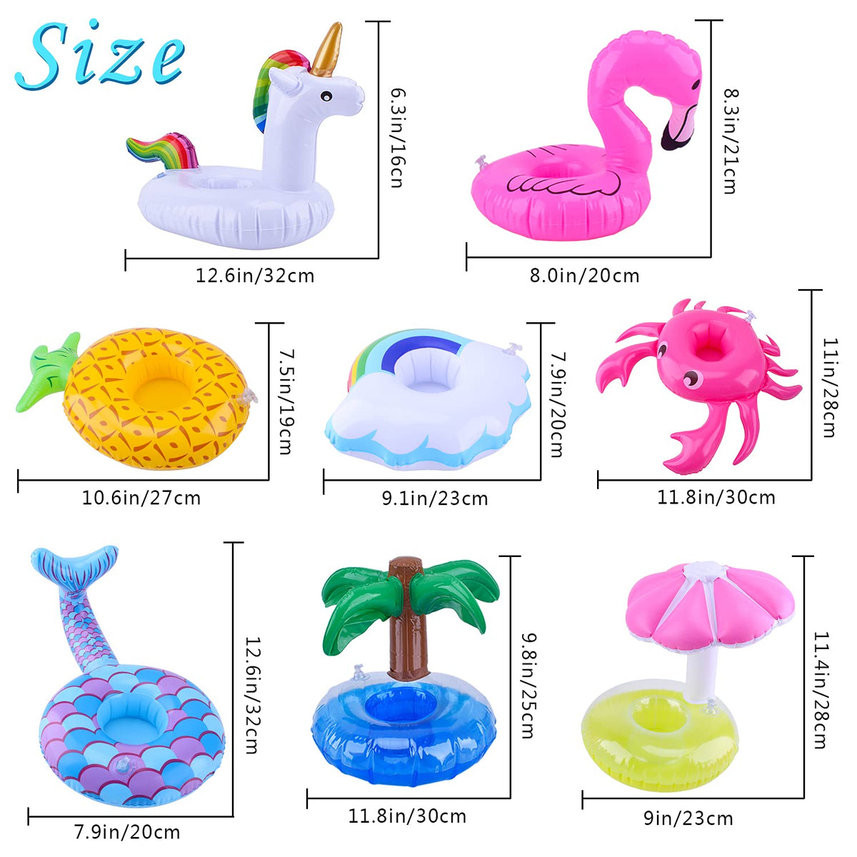 8 Pack Inflatable Drink Holders with Air Pump H474