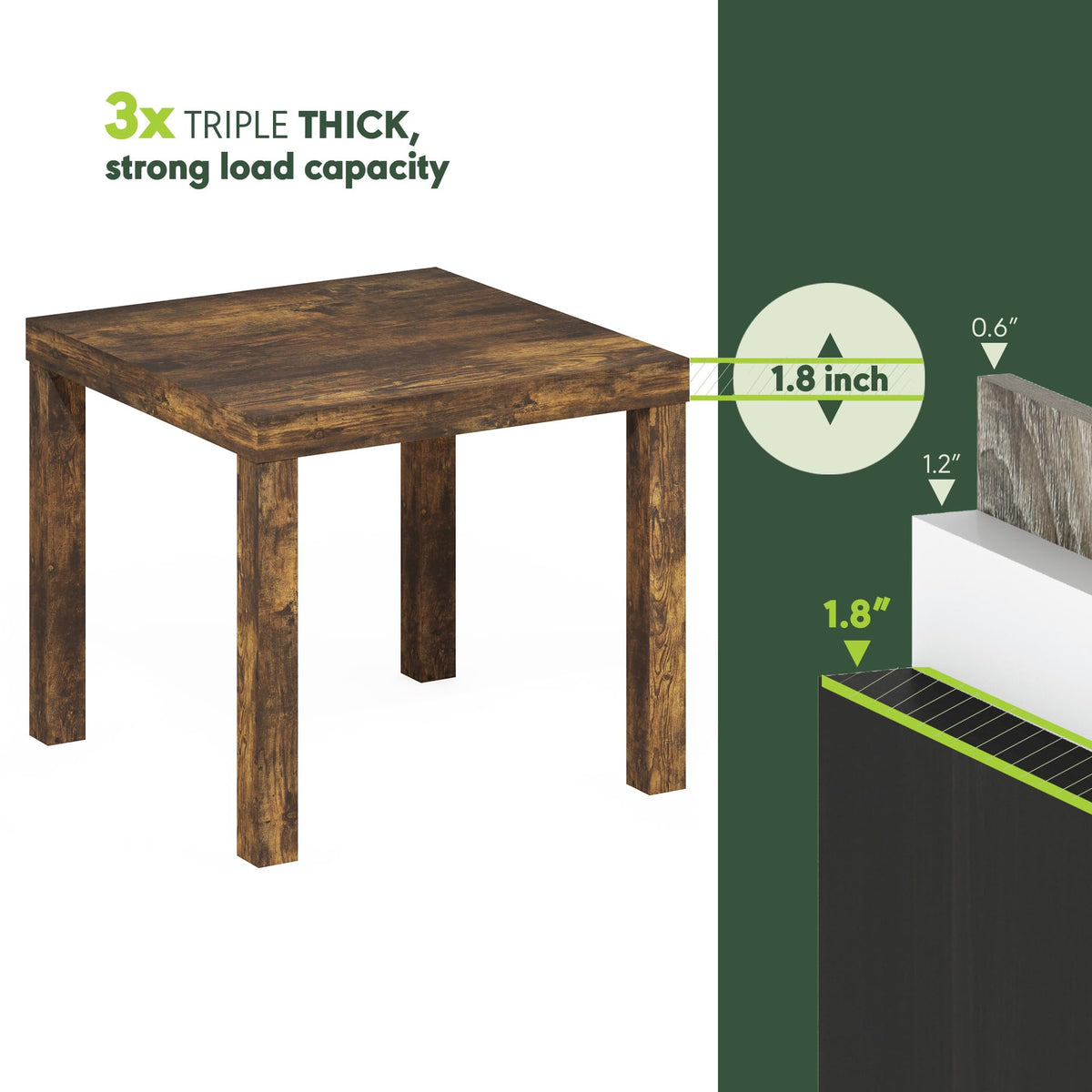Rustic Brown Square Side Table Set of 2 J236