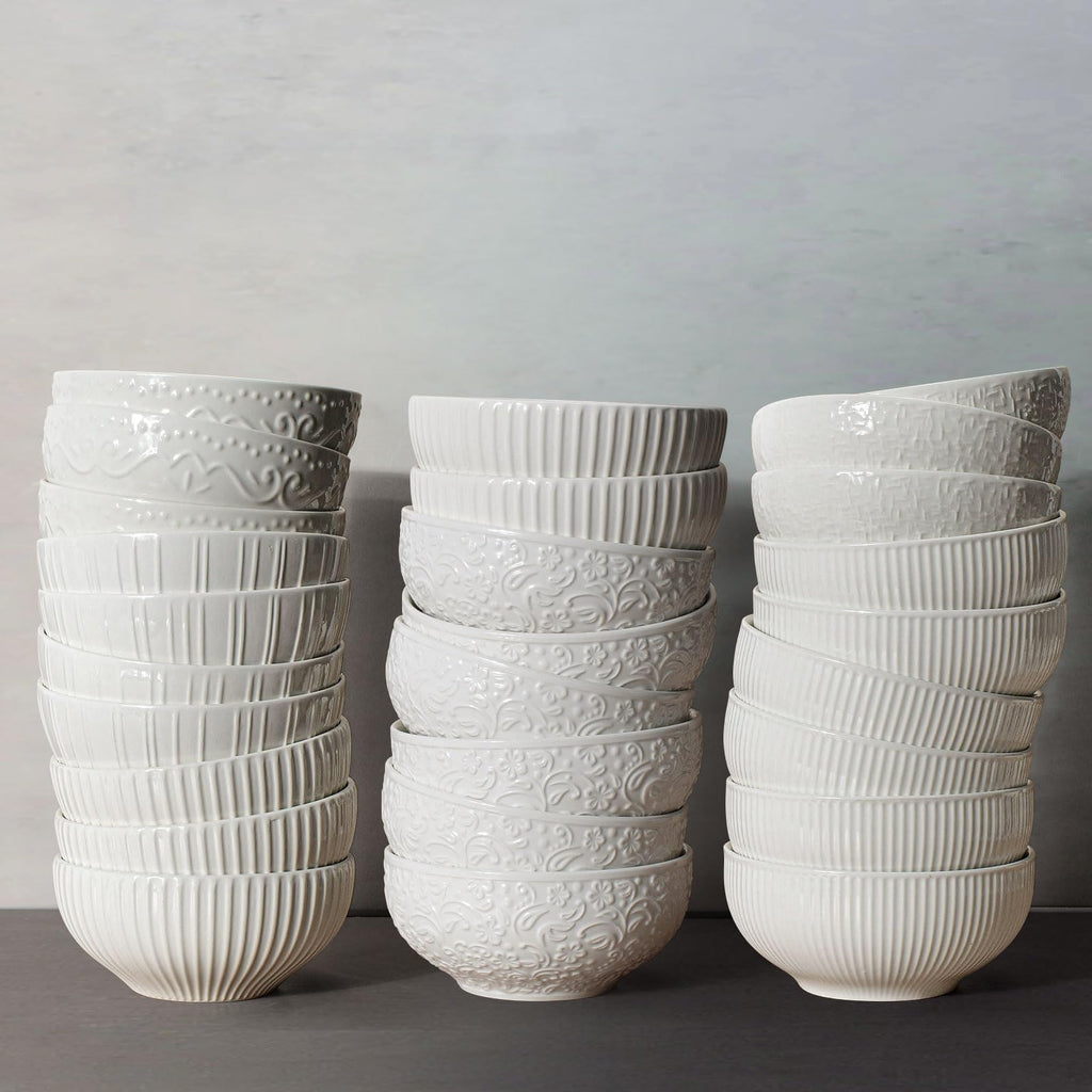 White 26 oz Ceramic Soup Bowls Set of 4 S391