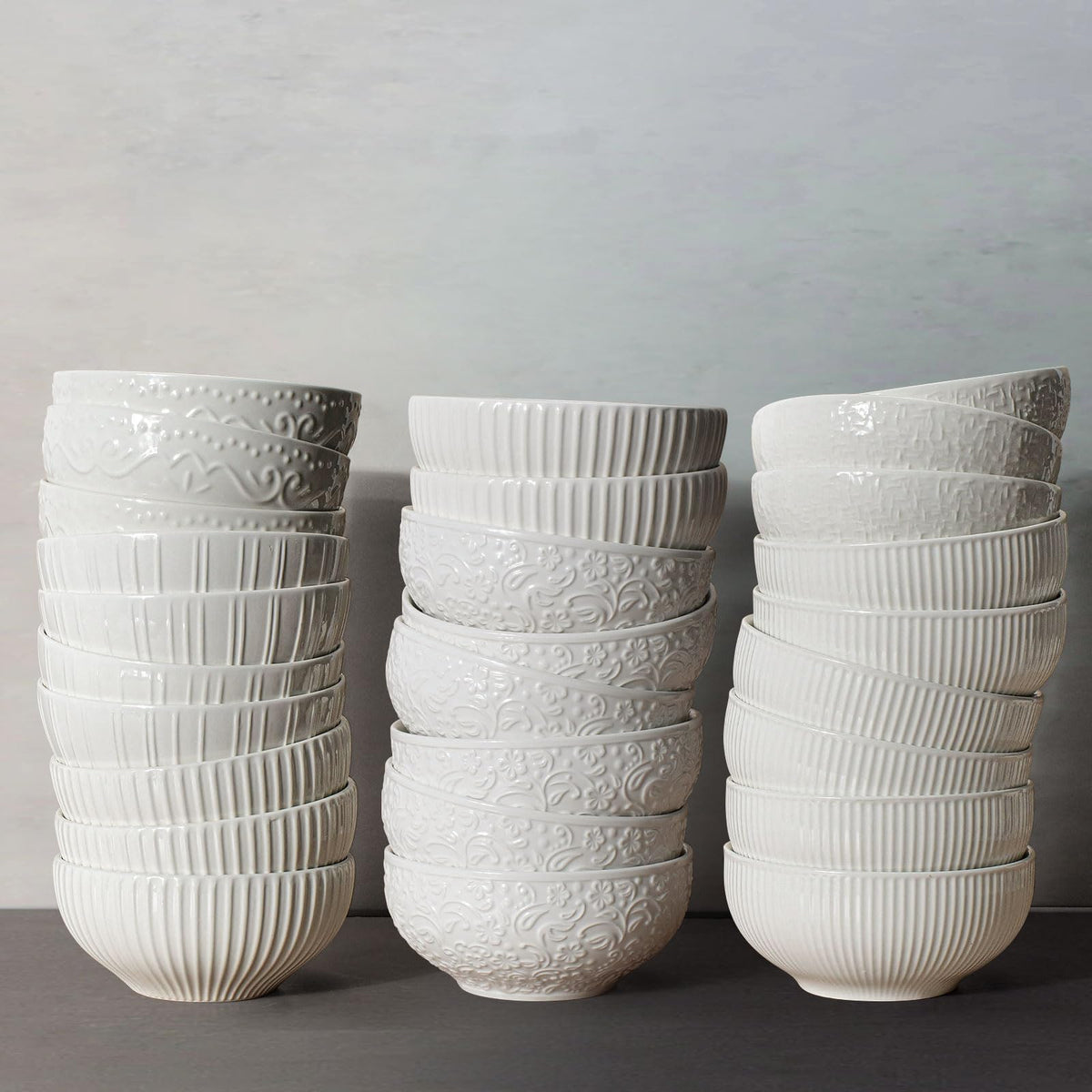 White 26 oz Ceramic Soup Bowls Set of 4 S391