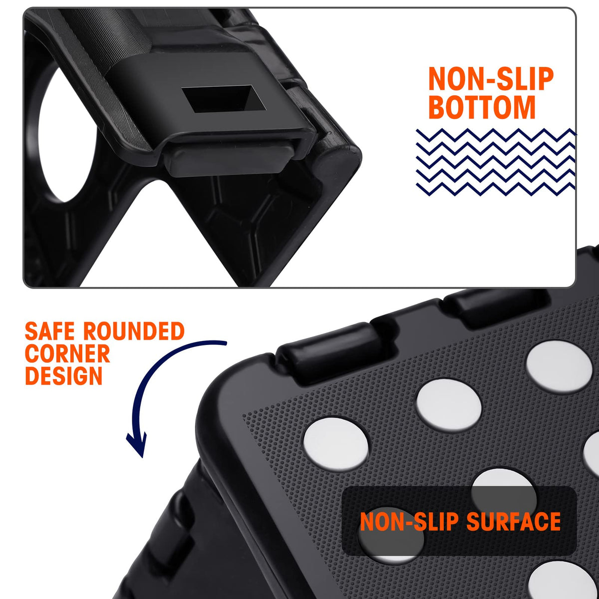 18" Non-Slip Folding Step Stool 300 lbs Black K8236