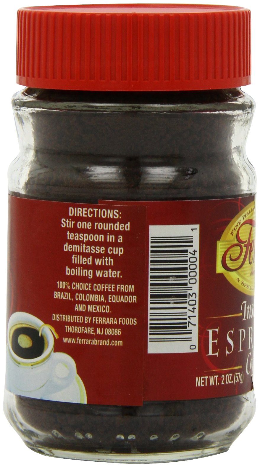 Instant Espresso Coffee 2 oz Glass Jars Pack of 6 E5637