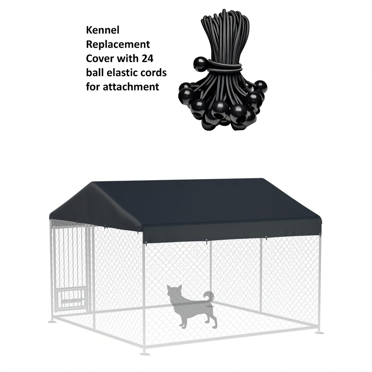 Black 10' x 10' Outdoor Dog Kennel Cover K8246