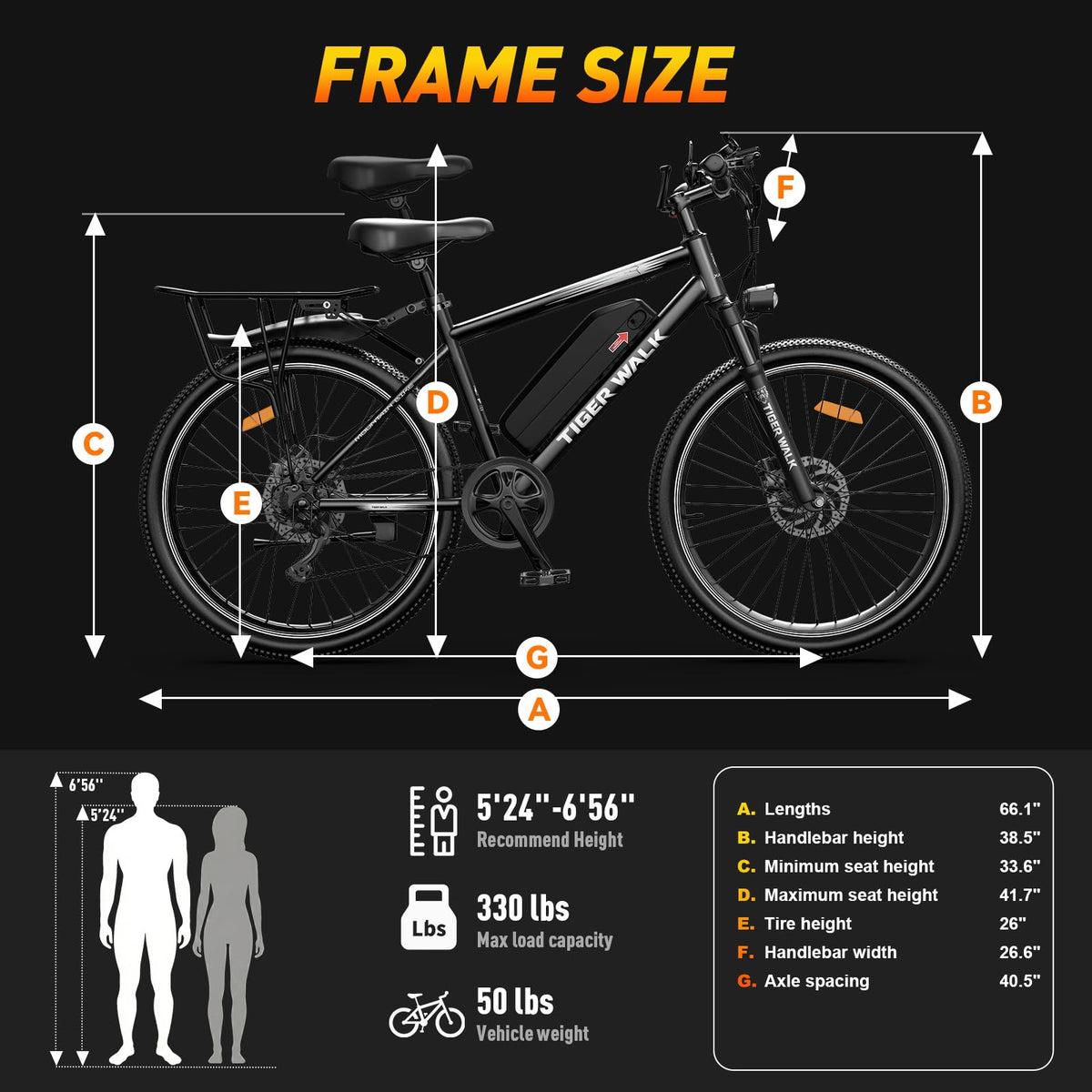 26" All-Terrain Electric Bike, 48V 10Ah Removable Battery, 7-Speed O26451