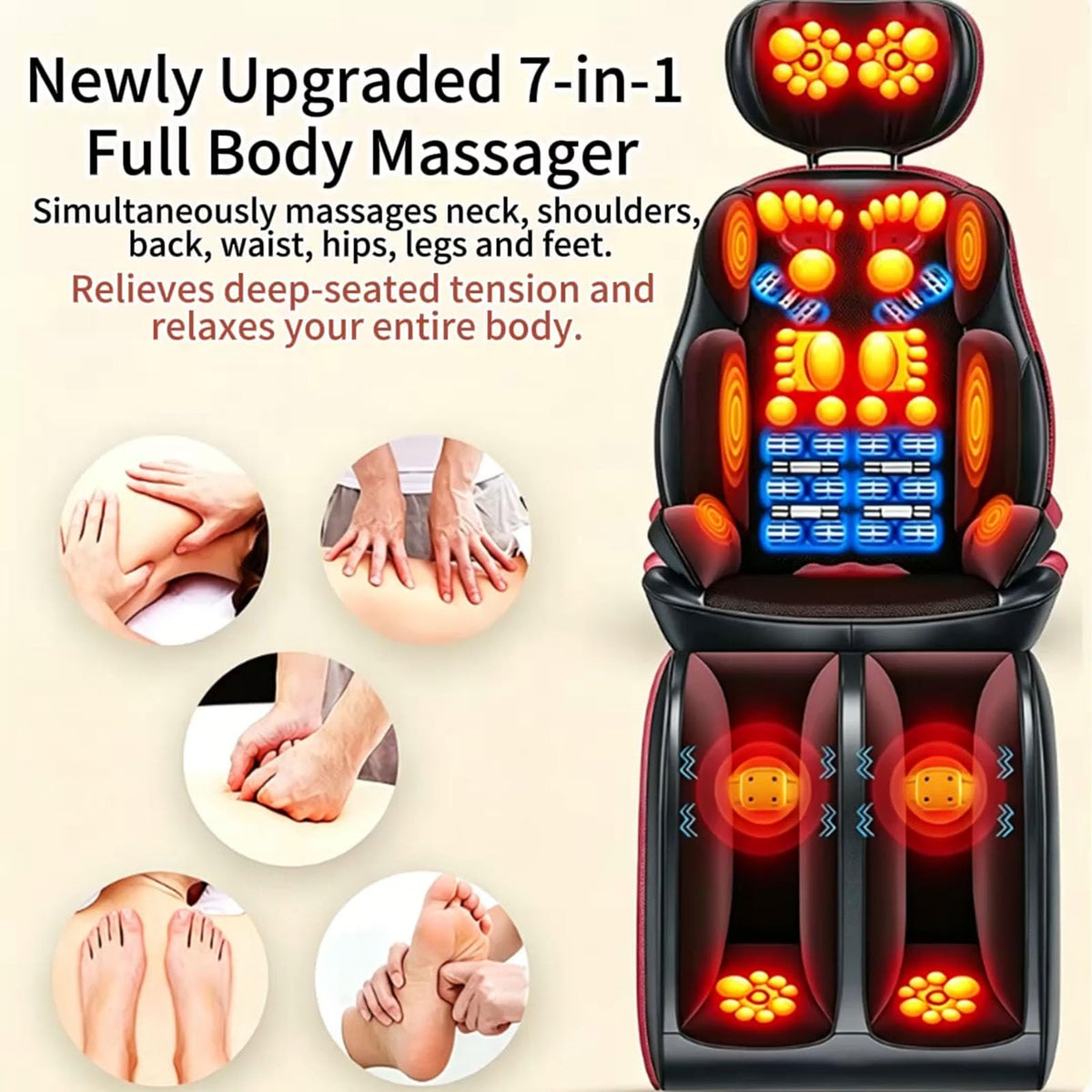 16D Electric Shiatsu Full Body Massage Mat with Foot Massager R58057