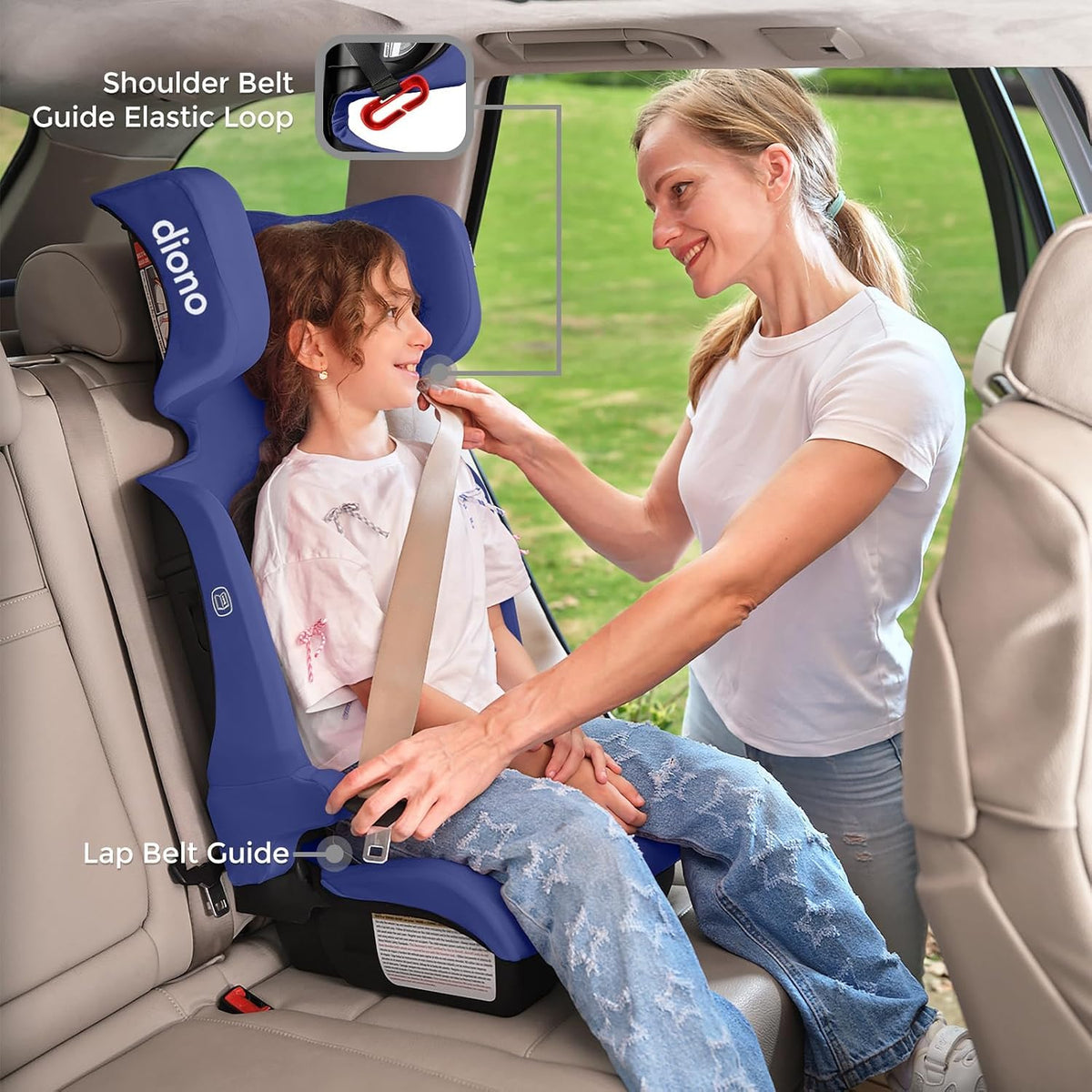 Blue Foldable High Back Booster Seat W3447