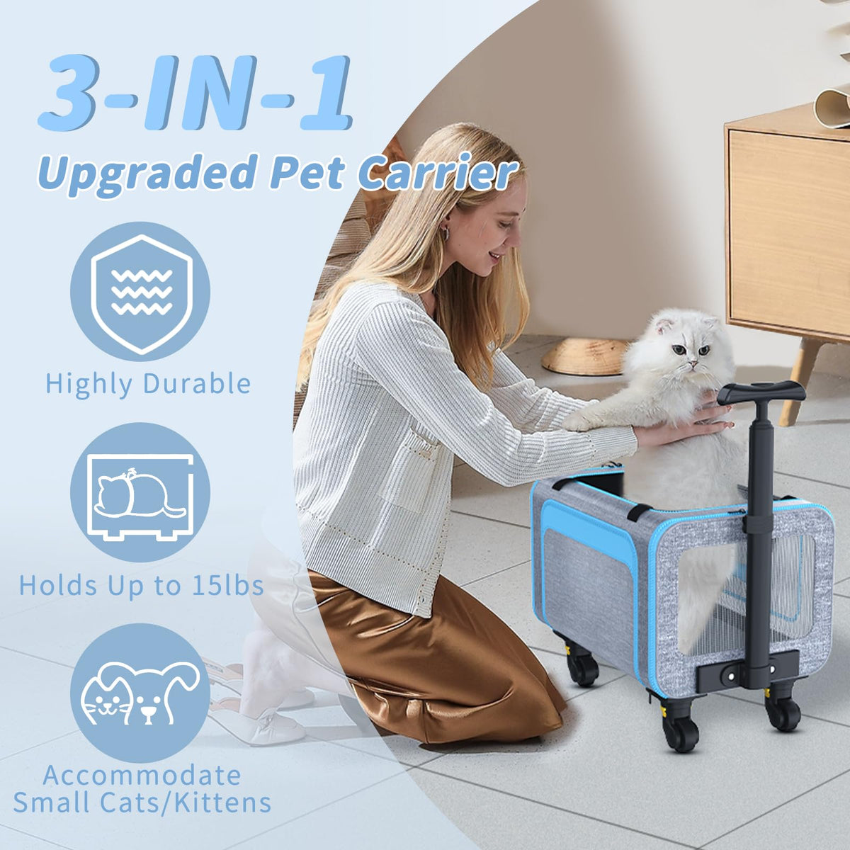Pet Carrier with Wheels 18x11x11 Y395