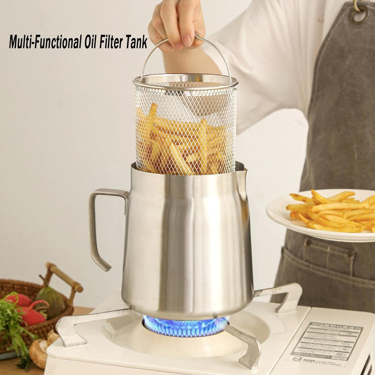 68oz 304 Stainless Steel Deep Fryer Pot with Basket C951105