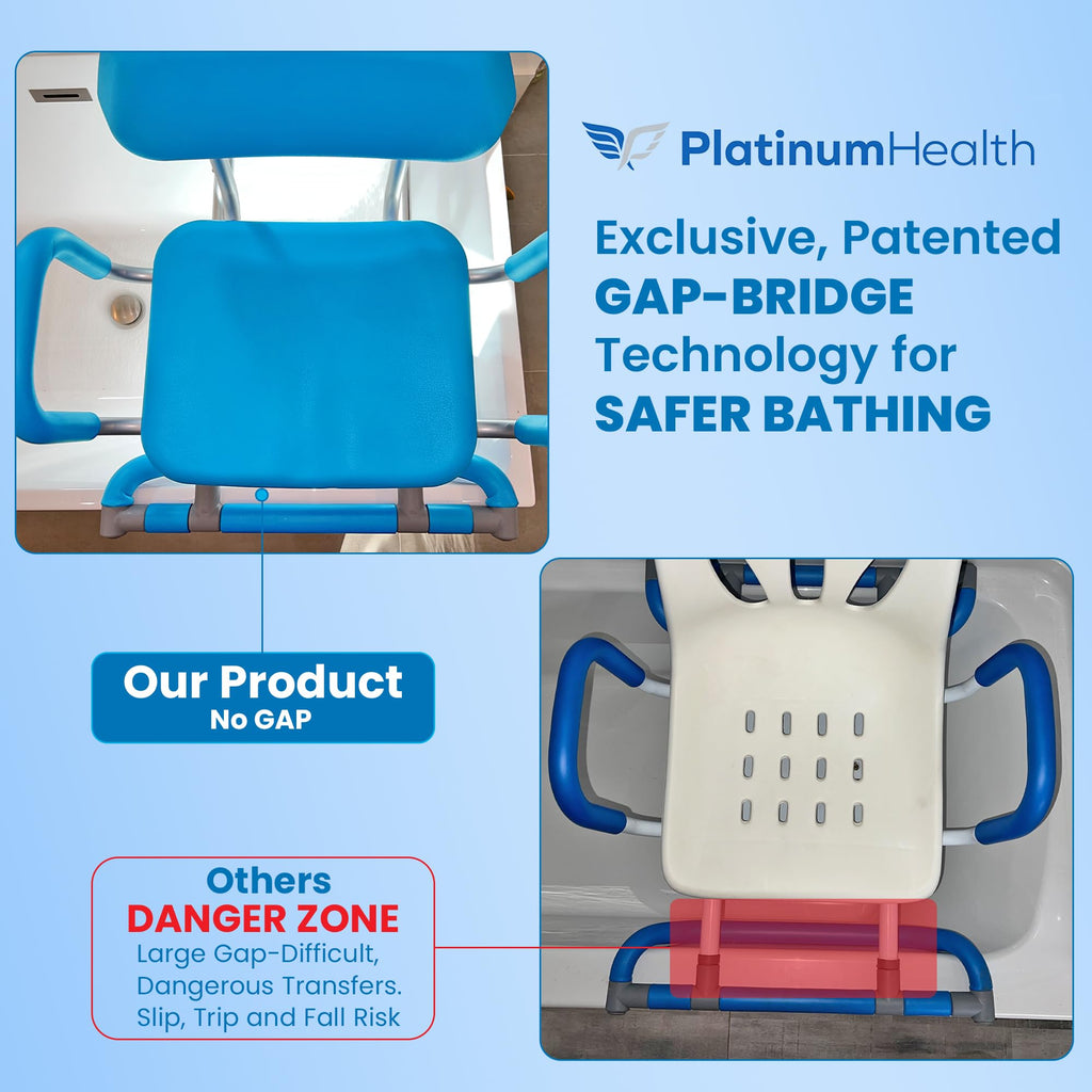 Blue Padded Sliding Shower Chair with Armrests U821085