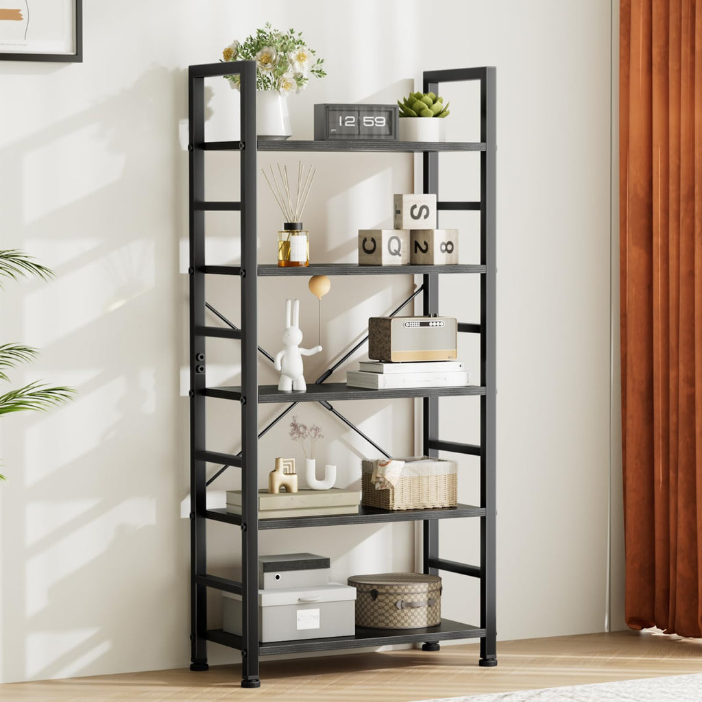 5 Tier Black Bookshelf C367