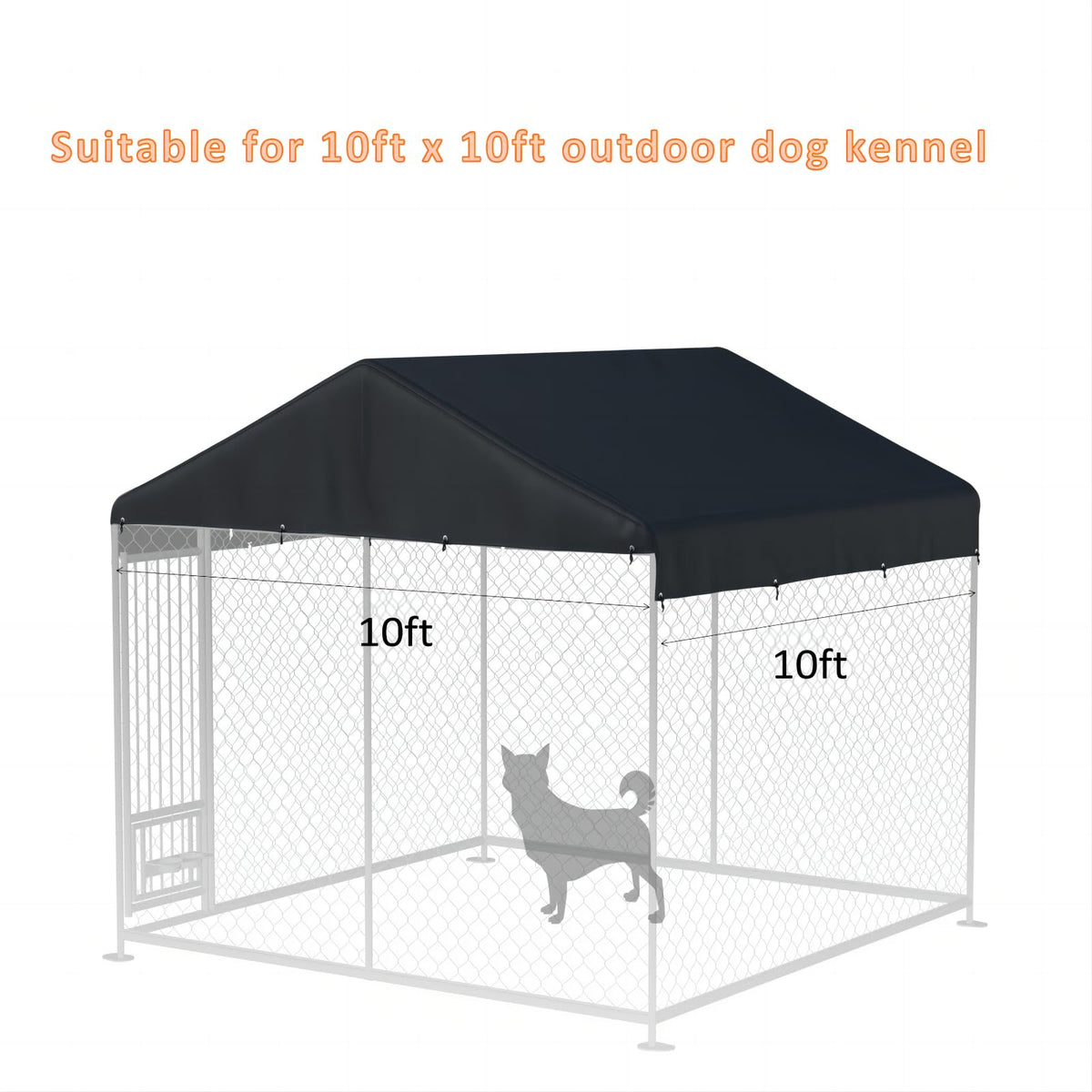 Black 10' x 10' Outdoor Dog Kennel Cover K8246
