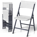 White 4 Pack Plastic Folding Chairs with Metal Frame T50974