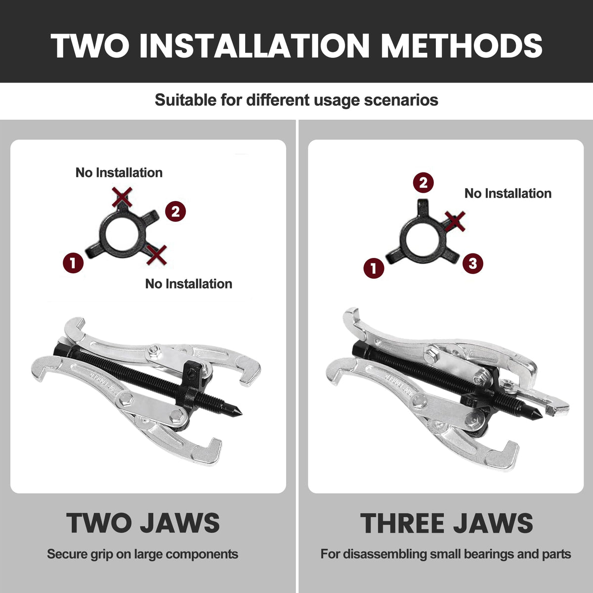 3 Jaw Gear Puller Set with Reversible Jaws M50813